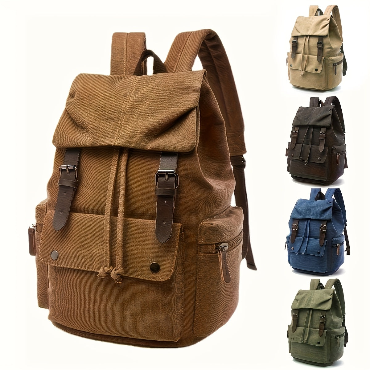 Large Capacity Vintage Canvas Backpack, a Classic Casual Bag with Multiple Functional Compartments, a Separate Section for Laptops And Tablets, Lined with Precision Wrinkle-Resistant Material, Versatile And Durable, Suitable for Both Men And Women
