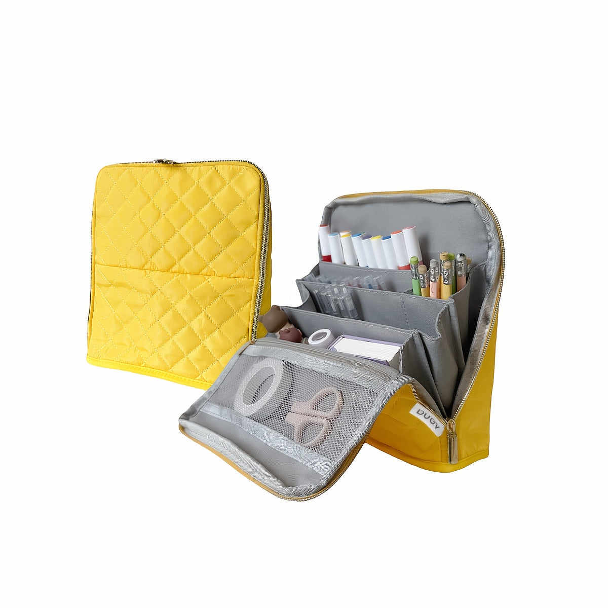 Multi Functional Bag 9 Pockets Double Zipper Multi Functional Storage Bag | Standing Makeup Bag, Pencil Case, Stationery Bag, Convenient Storage