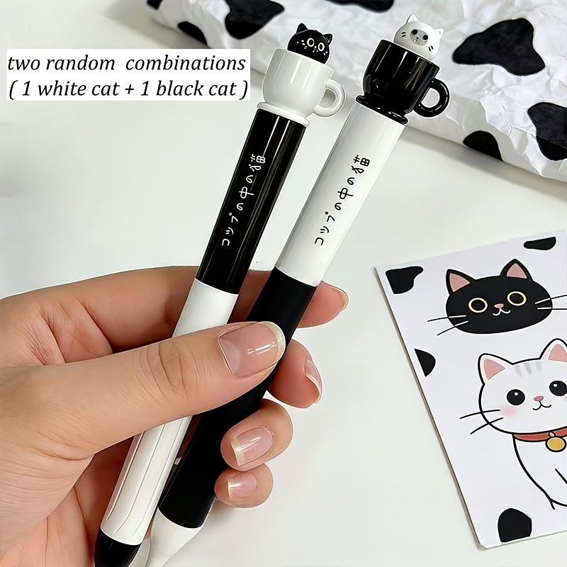 10 Cat-Shaped Twist Pens, Creatively Designed Pocket Pens with a Rotating Core, 0.5Mm Fun Animal Quick-Drying Black Pens, Perfect for Study And Office Use