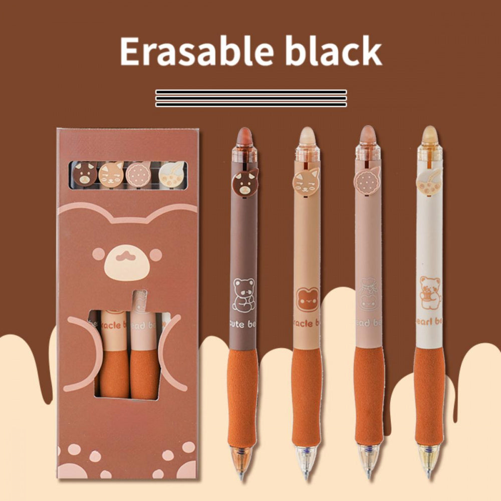 2 Styles, 8 Erasable Pens per Style | Cartoon Minimalist Pattern Theme, Erasable Black Crystal Blue, Smooth Non-Stop Ink, Quick Drying, High Capacity Gel Pen for Study and Office Writing