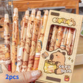 2-pack of Cute Capybara-themed Erasable Plastic Pens- 0.5mm Fine Tip, Quick-drying Ink, Lightweight Retractable Ballpoint Pen with Built-in Eraser, Yellow and Brown Design, Suitable Office and School