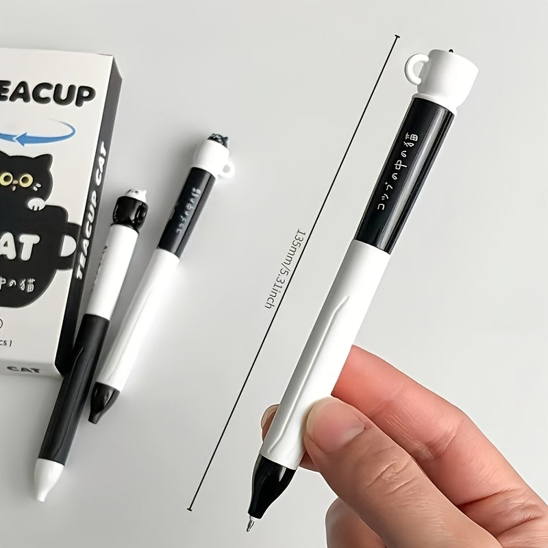 10 Cat-Shaped Twist Pens, Creatively Designed Pocket Pens with a Rotating Core, 0.5Mm Fun Animal Quick-Drying Black Pens, Perfect for Study And Office Use