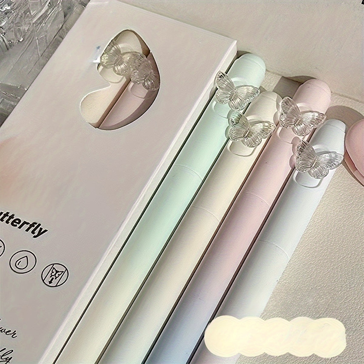 16 fun butterfly creative rubber ball pens, ultra-fine 0.5mm pen tip, lightweight plastic material, fast drying ink suitable for writing and signing