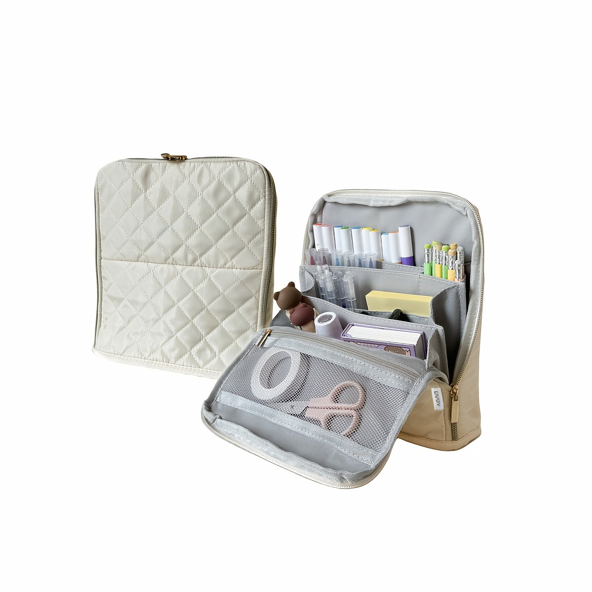 Multi Functional Bag 9 Pockets Double Zipper Multi Functional Storage Bag | Standing Makeup Bag, Pencil Case, Stationery Bag, Convenient Storage