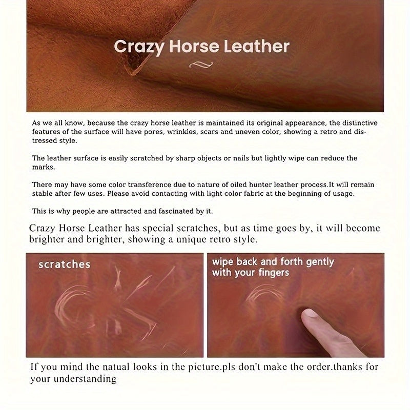 Men'S Genuine Leather Handmade Vintage Crazy Horse Leather, Full Grain, Top Layer Cowhide Pencil Case & Storage Bag, Multifunctional Daily Carry Accessory, Top Layer Cowhide Inner Bag for Lipstick Storage, Multifunctional Toiletry And Makeup Bag