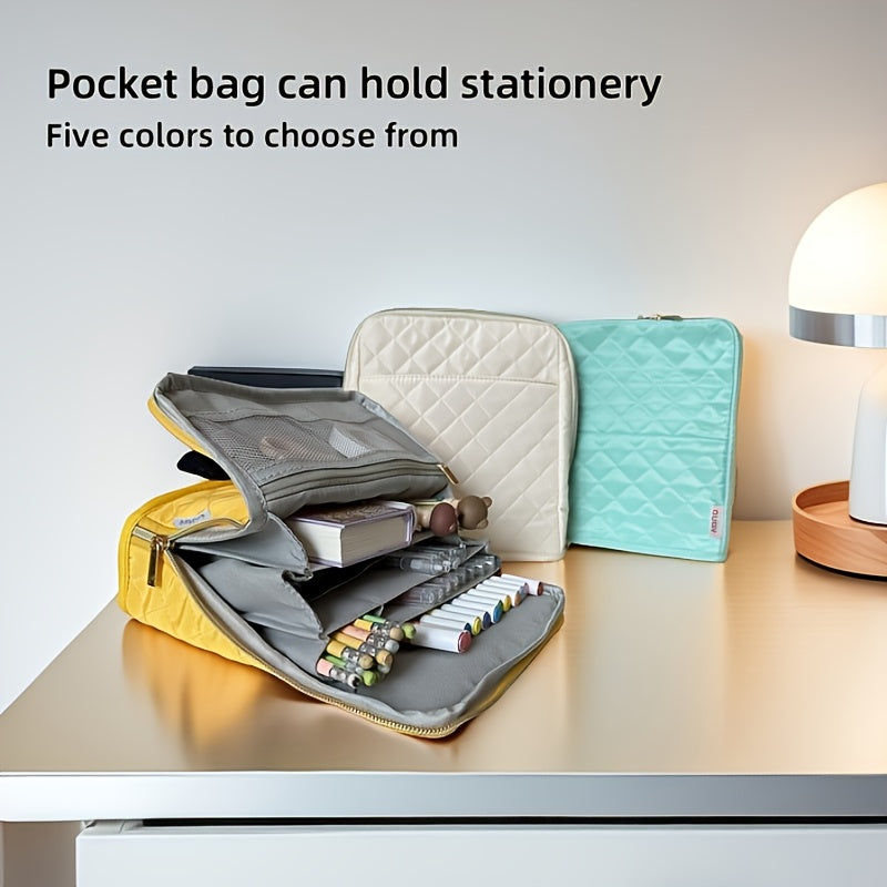 Multi Functional Bag 9 Pockets Double Zipper Multi Functional Storage Bag | Standing Makeup Bag, Pencil Case, Stationery Bag, Convenient Storage