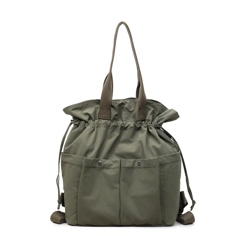 Trendy Spring And Summer Drawstring Tote Bag, Stylish Pleated Minimalist Backpack, Large Capacity Lightweight Shoulder Bag for Students