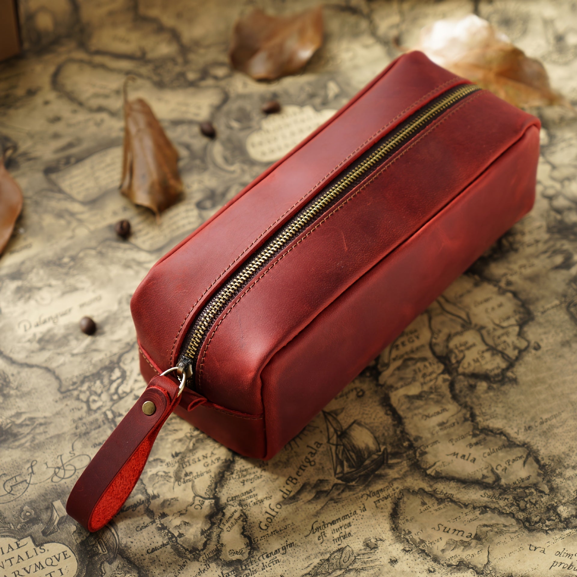 Men'S Genuine Leather Handmade Vintage Crazy Horse Leather, Full Grain, Top Layer Cowhide Pencil Case & Storage Bag, Multifunctional Daily Carry Accessory, Top Layer Cowhide Inner Bag for Lipstick Storage, Multifunctional Toiletry And Makeup Bag