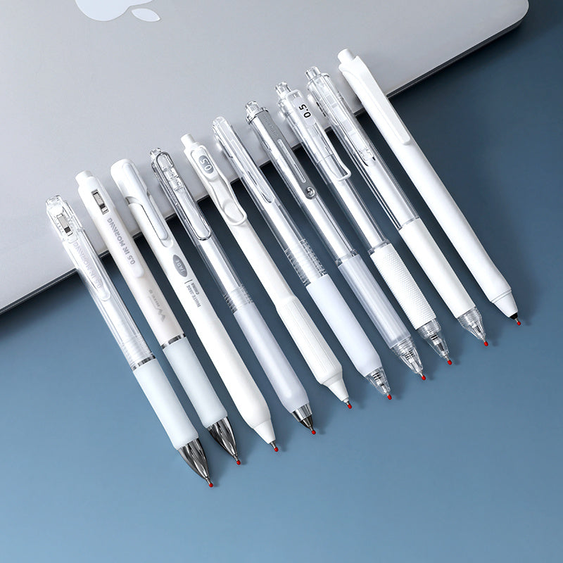 Porous-Point Pens 10 Pack Retractable Gel Pens - Non-Slip Silicone Grip & 0.5mm Quick-Dry Ink, for High-Frequency Writing, Exams & Office Tasks, Practical & Long-Lasting Set