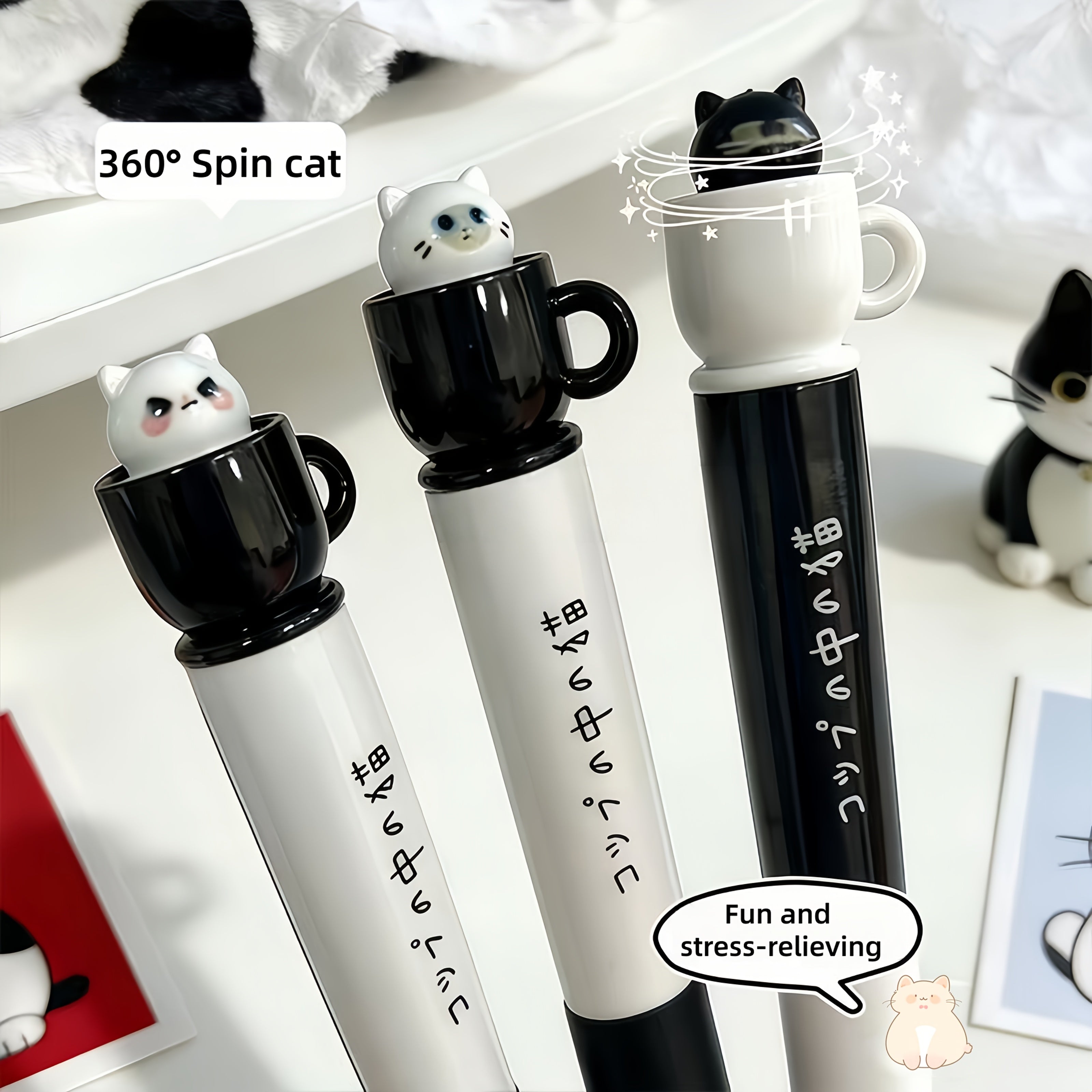 10 Cat-Shaped Twist Pens, Creatively Designed Pocket Pens with a Rotating Core, 0.5Mm Fun Animal Quick-Drying Black Pens, Perfect for Study And Office Use