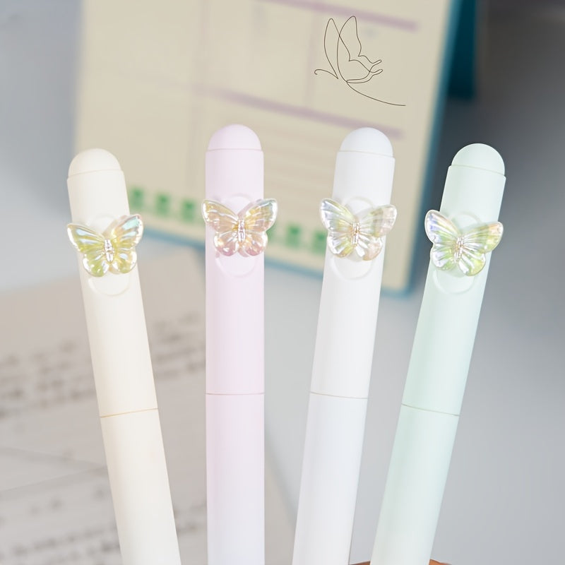 16 fun butterfly creative rubber ball pens, ultra-fine 0.5mm pen tip, lightweight plastic material, fast drying ink suitable for writing and signing