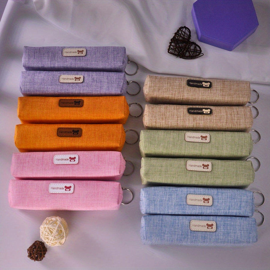 12pcs Academy-Style Pencil Case Suitable for School & Office - Minimalist Classic Small Portable Storage Bags with Hanging Ring, Multi-Purpose Organizer for,, s - Back-to-School Essentials & Christmas Gifts (12pcs)