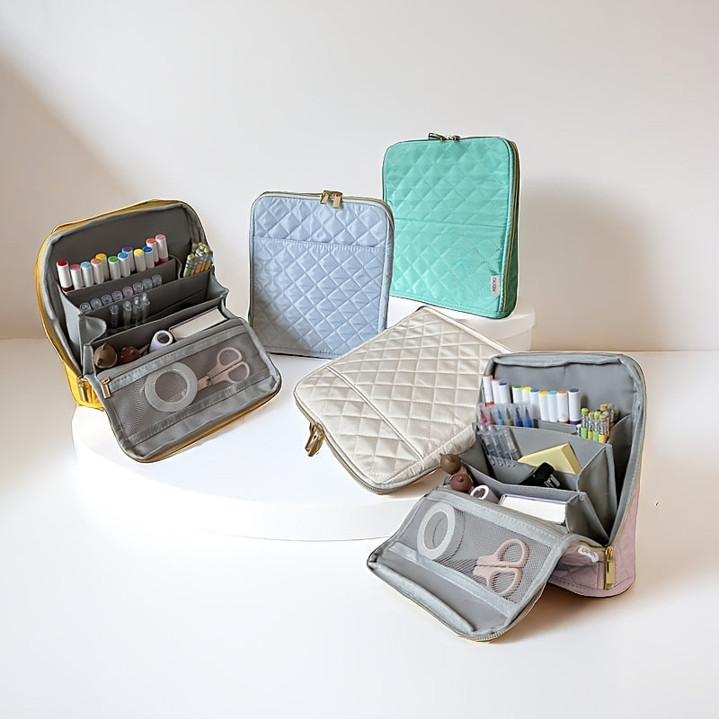 Multi Functional Bag 9 Pockets Double Zipper Multi Functional Storage Bag | Standing Makeup Bag, Pencil Case, Stationery Bag, Convenient Storage