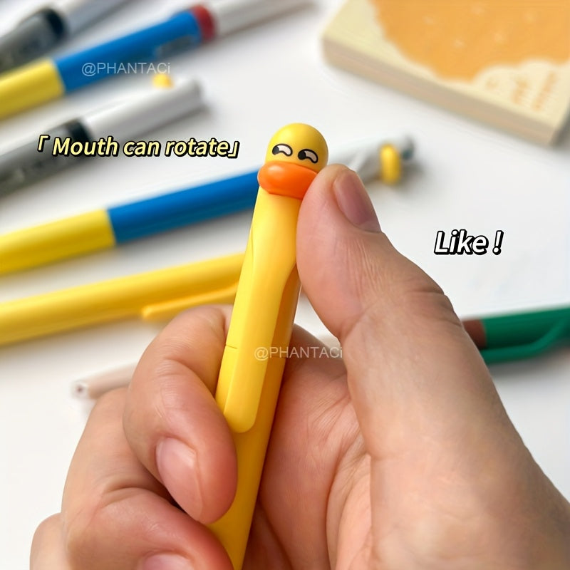 12pcs Set of Animal-Themed Gel Pens Featuring Creative Designs of Chicks, Parrots, And Ducks, 0.5Mm Black Ink Writing Pens, Bird-Shaped Stationery Gifts for Office Use