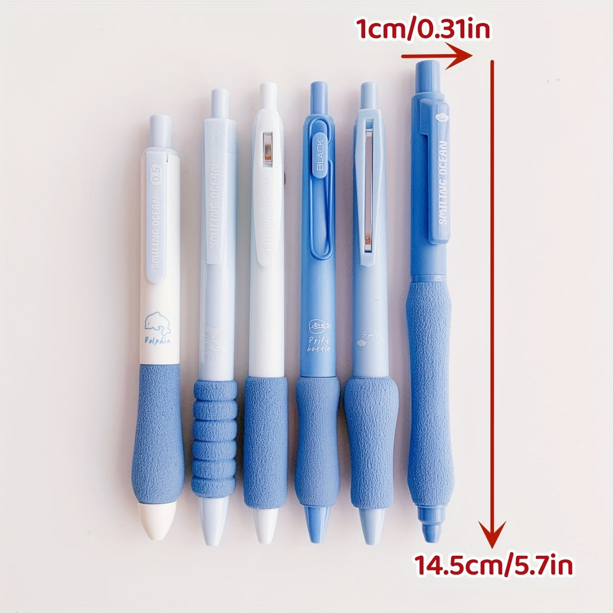 Relax Ballpoint Pens 6-Pack Dopamine Soft Grip Click Pens | 0.5mm Black Ballpoint Pens for School Students Exam, New Year Gift