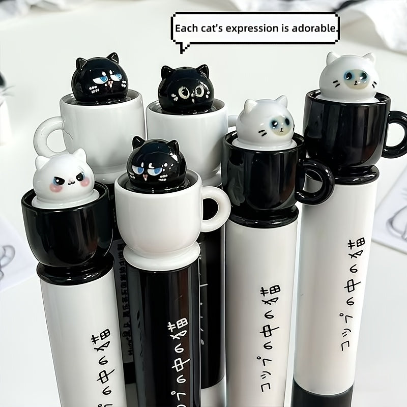 10 Cat-Shaped Twist Pens, Creatively Designed Pocket Pens with a Rotating Core, 0.5Mm Fun Animal Quick-Drying Black Pens, Perfect for Study And Office Use