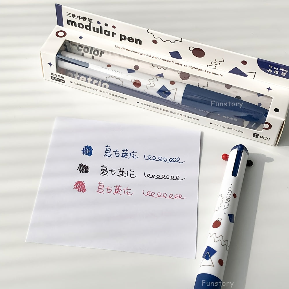 Multicolor Gel Pen 0.5Mm, Minimalist 3-Color Marker, Planner Pen, Triangular Drawing Pen, Study And Office Supplies
