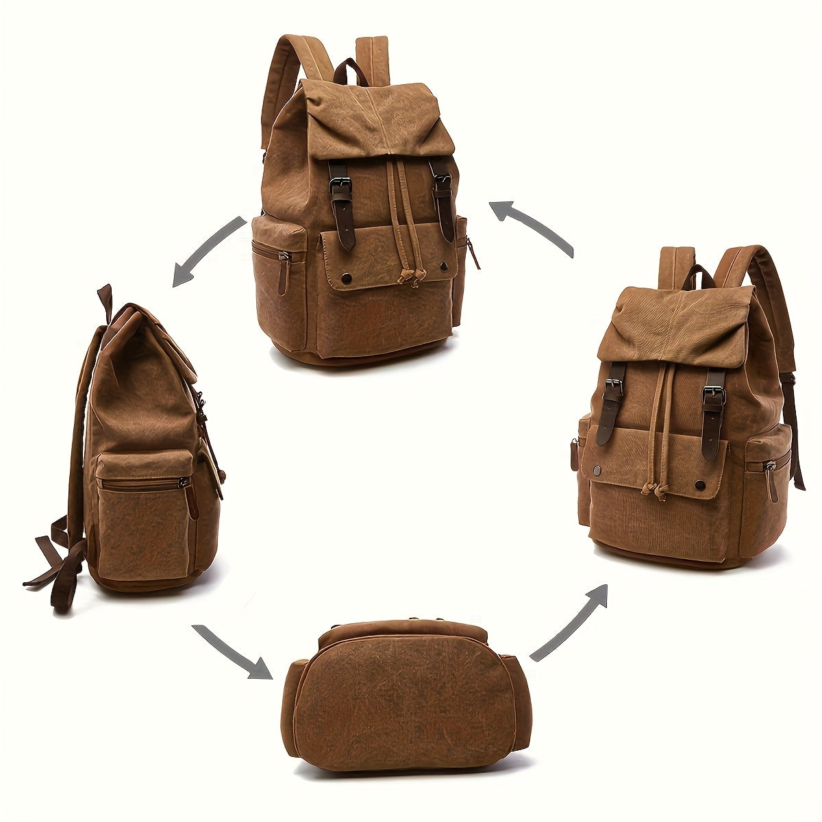 Large Capacity Vintage Canvas Backpack, a Classic Casual Bag with Multiple Functional Compartments, a Separate Section for Laptops And Tablets, Lined with Precision Wrinkle-Resistant Material, Versatile And Durable, Suitable for Both Men And Women
