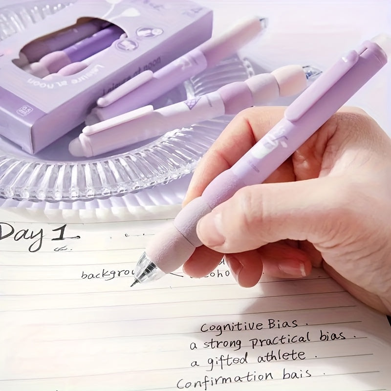 12 Cute Cartoon Erasable Gel Pens with Soft Grip, Expandable 0, 5mm Tip, Black Ink - Adorable Animal & Food Designs, Perfect for School Supplies, Gifts, and Writing Tools, Cute Pens, Diary Writing, Playful Design, Smooth Writing