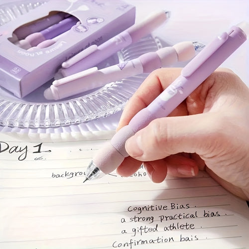 12 Cute Cartoon Erasable Gel Pens with Soft Grip, Expandable 0, 5mm Tip, Black Ink - Adorable Animal & Food Designs, Perfect for School Supplies, Gifts, and Writing Tools, Cute Pens, Diary Writing, Playful Design, Smooth Writing