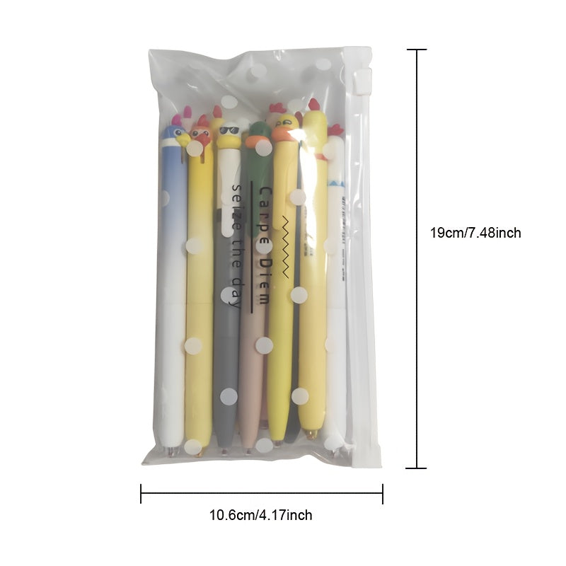 12pcs Set of Animal-Themed Gel Pens Featuring Creative Designs of Chicks, Parrots, And Ducks, 0.5Mm Black Ink Writing Pens, Bird-Shaped Stationery Gifts for Office Use