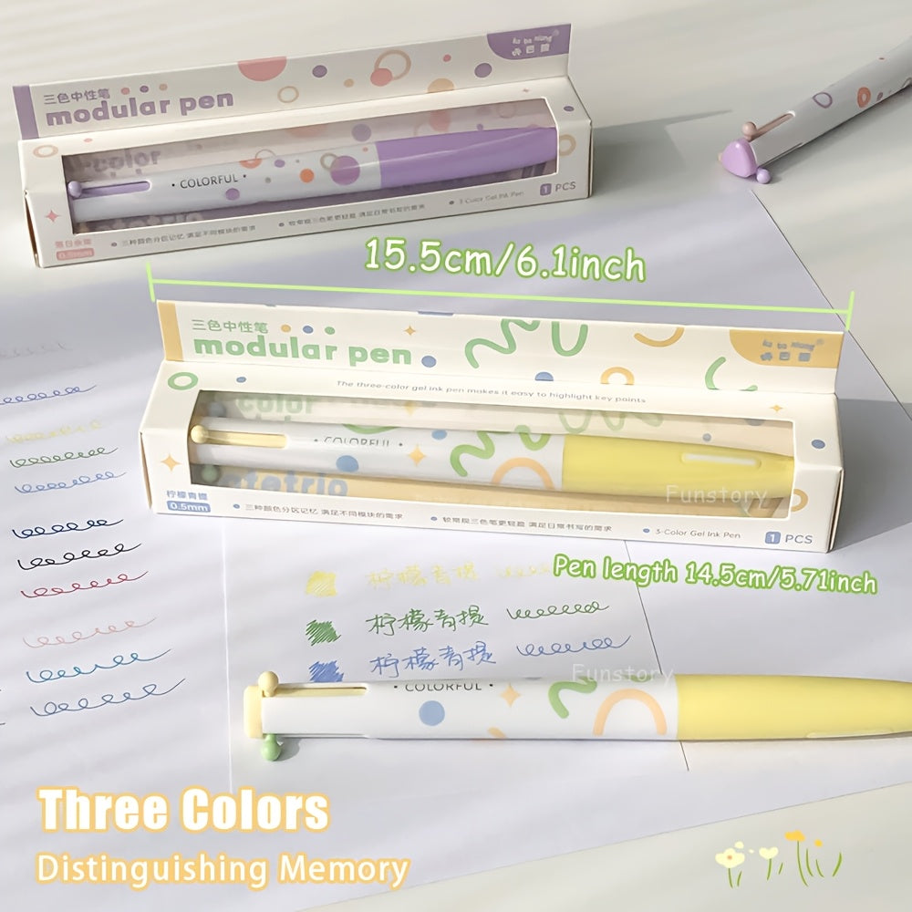 Multicolor Gel Pen 0.5Mm, Minimalist 3-Color Marker, Planner Pen, Triangular Drawing Pen, Study And Office Supplies