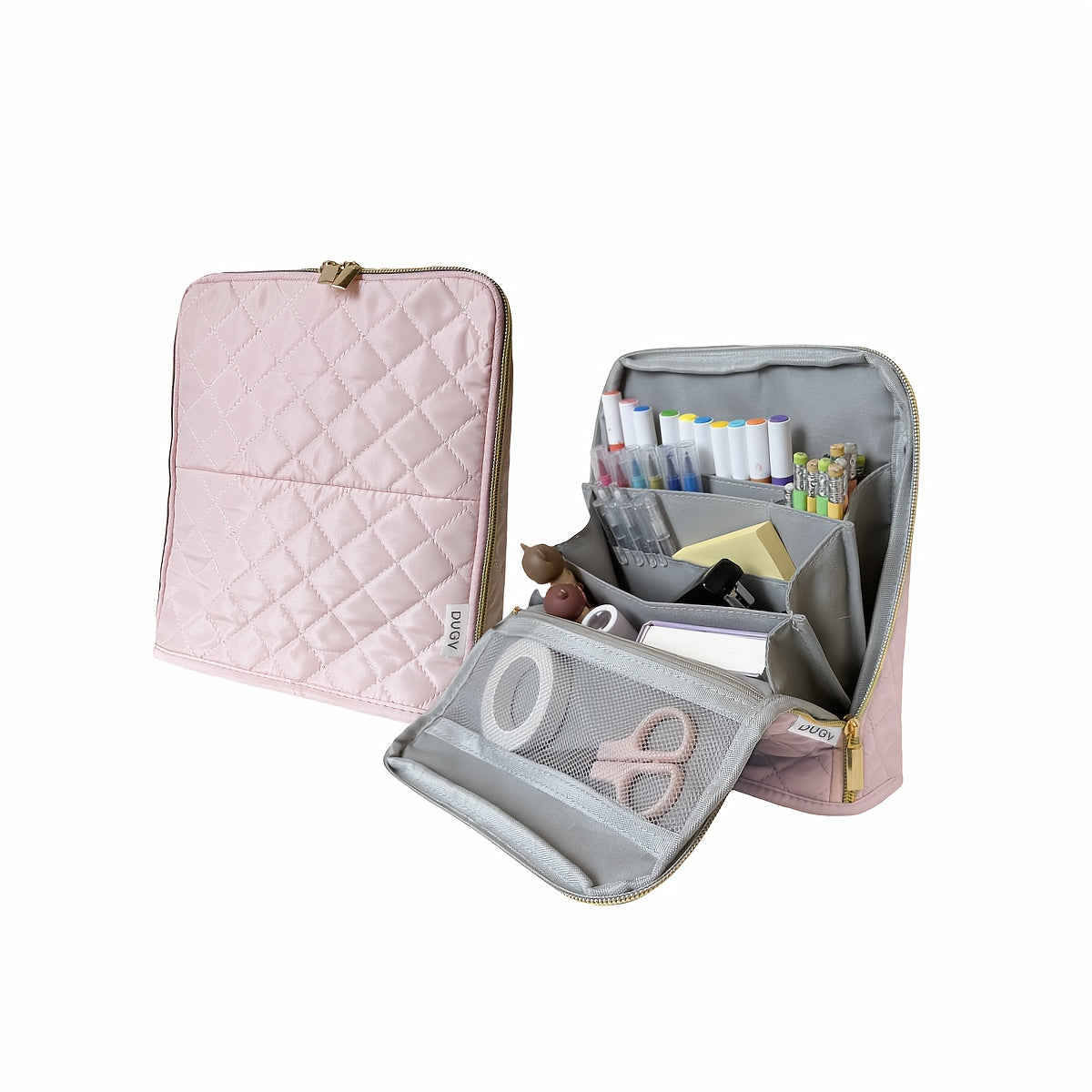 Multi Functional Bag 9 Pockets Double Zipper Multi Functional Storage Bag | Standing Makeup Bag, Pencil Case, Stationery Bag, Convenient Storage