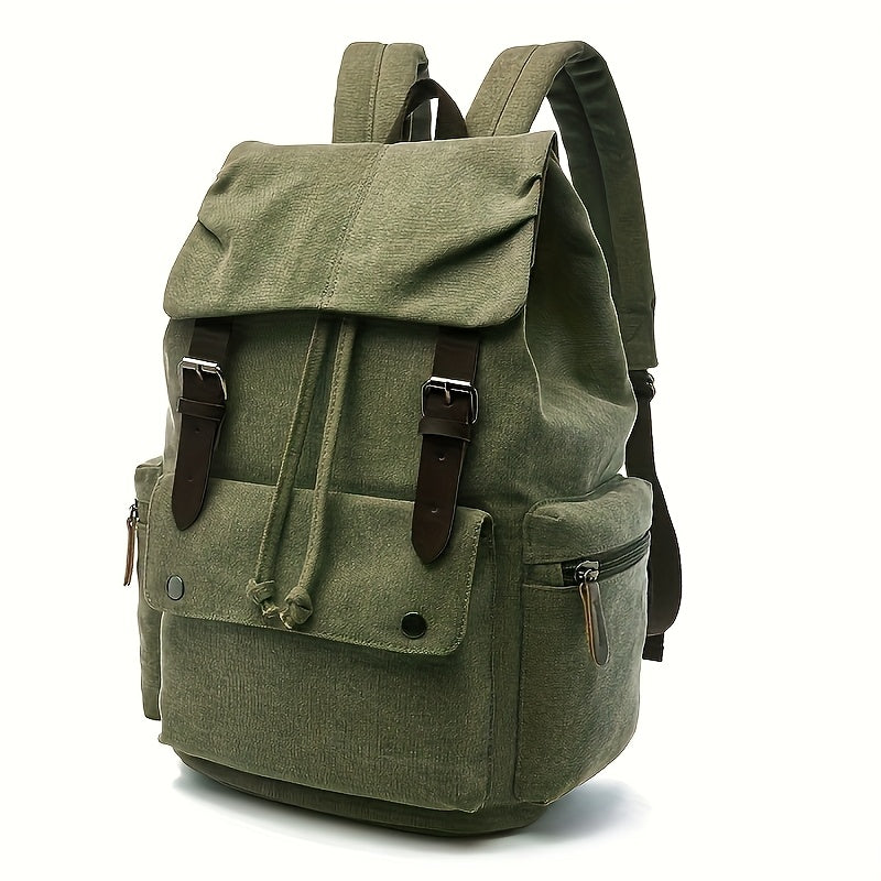 Large Capacity Vintage Canvas Backpack, a Classic Casual Bag with Multiple Functional Compartments, a Separate Section for Laptops And Tablets, Lined with Precision Wrinkle-Resistant Material, Versatile And Durable, Suitable for Both Men And Women
