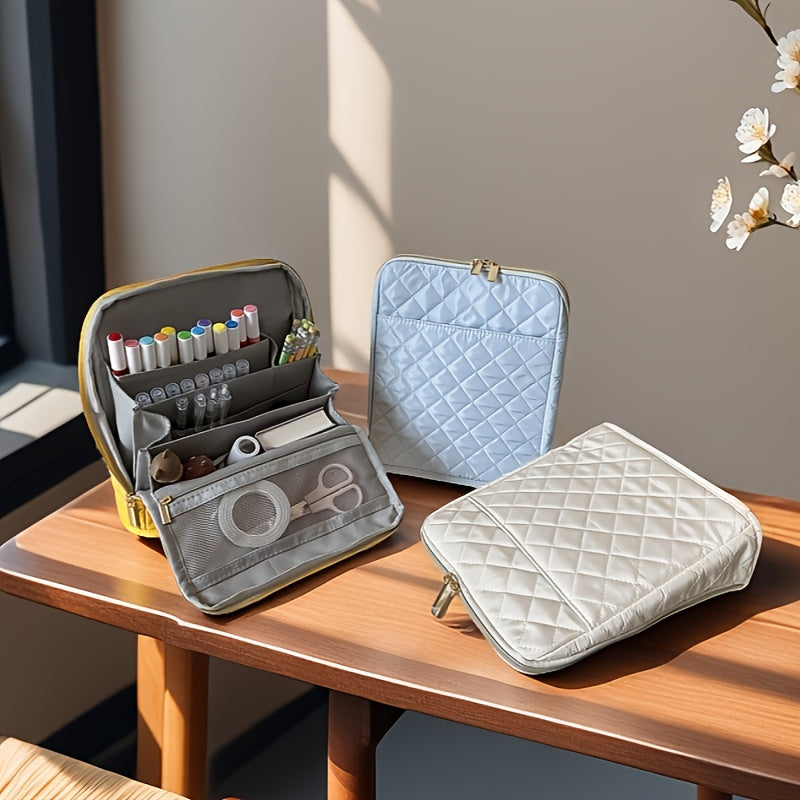 Multi Functional Bag 9 Pockets Double Zipper Multi Functional Storage Bag | Standing Makeup Bag, Pencil Case, Stationery Bag, Convenient Storage