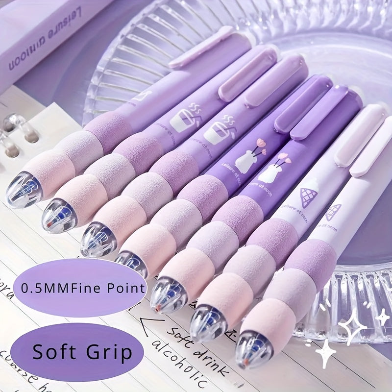 12 Cute Cartoon Erasable Gel Pens with Soft Grip, Expandable 0, 5mm Tip, Black Ink - Adorable Animal & Food Designs, Perfect for School Supplies, Gifts, and Writing Tools, Cute Pens, Diary Writing, Playful Design, Smooth Writing