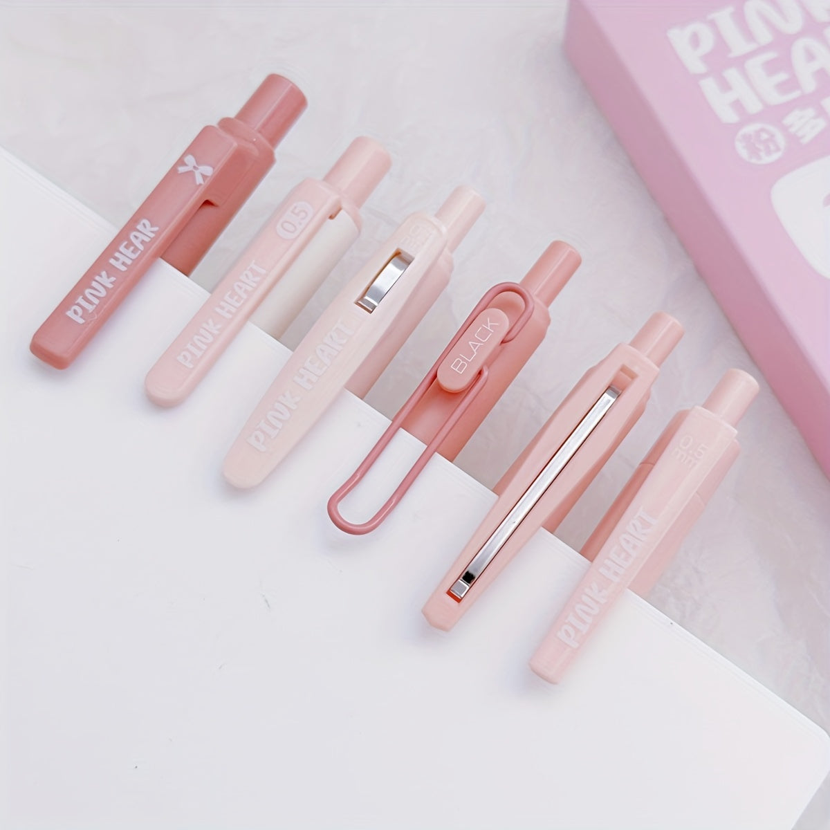 Relax Ballpoint Pens 6-Pack Dopamine Soft Grip Click Pens | 0.5mm Black Ballpoint Pens for School Students Exam, New Year Gift