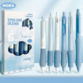 Relax Ballpoint Pens 6-Pack Dopamine Soft Grip Click Pens | 0.5mm Black Ballpoint Pens for School Students Exam, New Year Gift