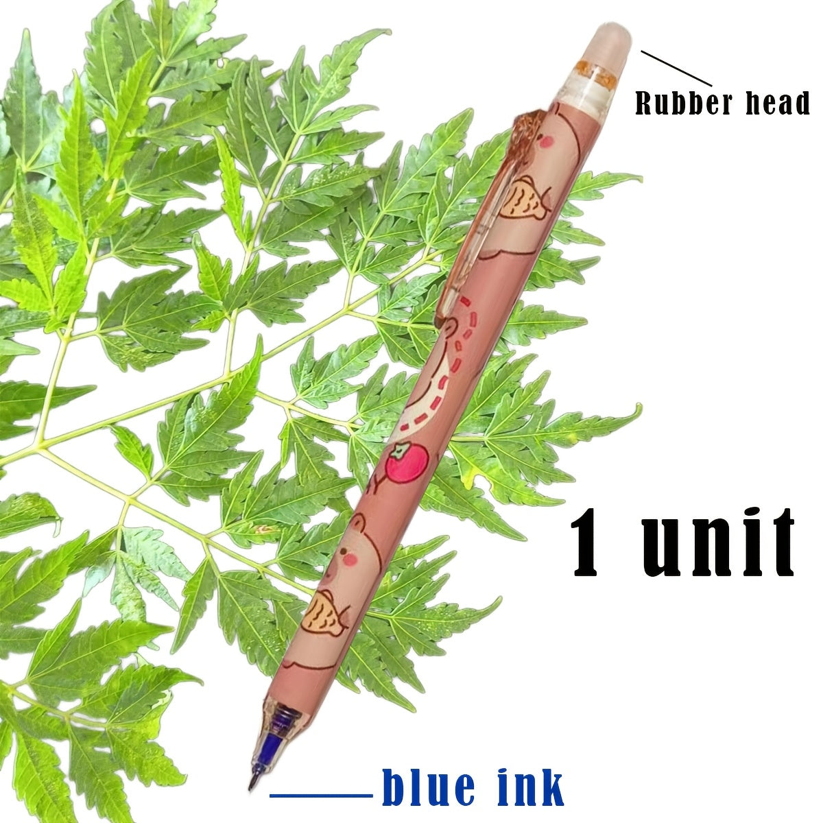 2-pack of Cute Capybara-themed Erasable Plastic Pens- 0.5mm Fine Tip, Quick-drying Ink, Lightweight Retractable Ballpoint Pen with Built-in Eraser, Yellow and Brown Design, Suitable Office and School