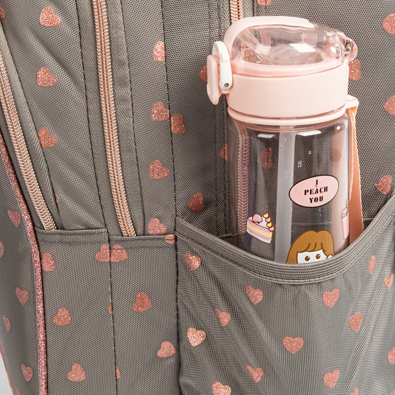 16.5-Inch Women'S Backpack - Laptop Bag with Zipper Closure, Roomy Interior, Stylish Gray And Pink Heart Pattern, Sturdy Material, Ideal for College, Travel, And Work - Everyday Carry Bag for Women, Travel Backpack, College Necessities