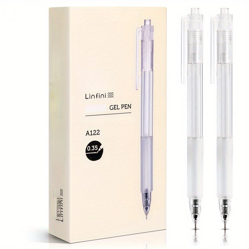 24 Pack Transparent Retractable Gel Pens- 0.35mm Extra-Fine Needle Tip& Non-Slip Grip, Quick-Dry Ink for Precise Writing& Daily Notes, Maximum Value Bulk Set
