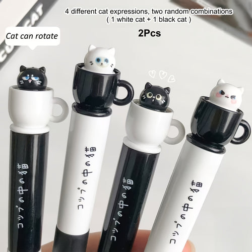 10 Cat-Shaped Twist Pens, Creatively Designed Pocket Pens with a Rotating Core, 0.5Mm Fun Animal Quick-Drying Black Pens, Perfect for Study And Office Use