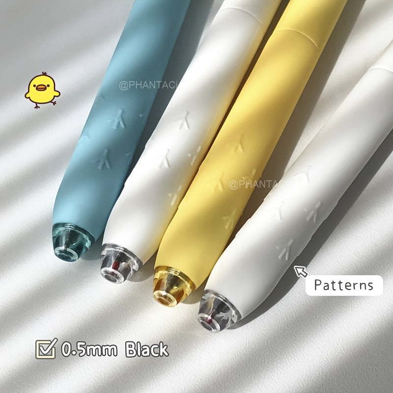 12pcs Set of Animal-Themed Gel Pens Featuring Creative Designs of Chicks, Parrots, And Ducks, 0.5Mm Black Ink Writing Pens, Bird-Shaped Stationery Gifts for Office Use