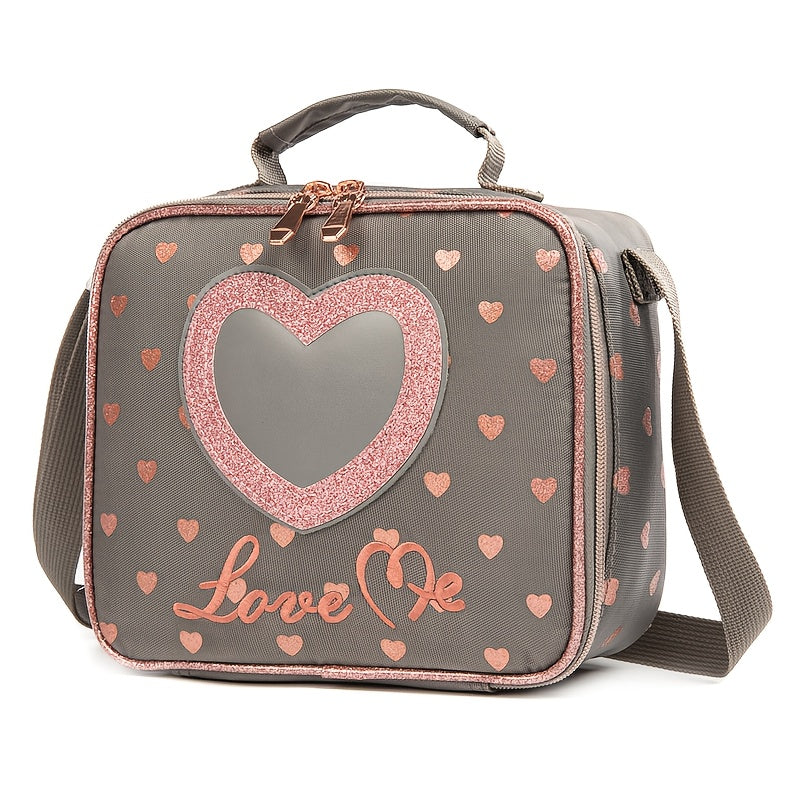 16.5-Inch Women'S Backpack - Laptop Bag with Zipper Closure, Roomy Interior, Stylish Gray And Pink Heart Pattern, Sturdy Material, Ideal for College, Travel, And Work - Everyday Carry Bag for Women, Travel Backpack, College Necessities