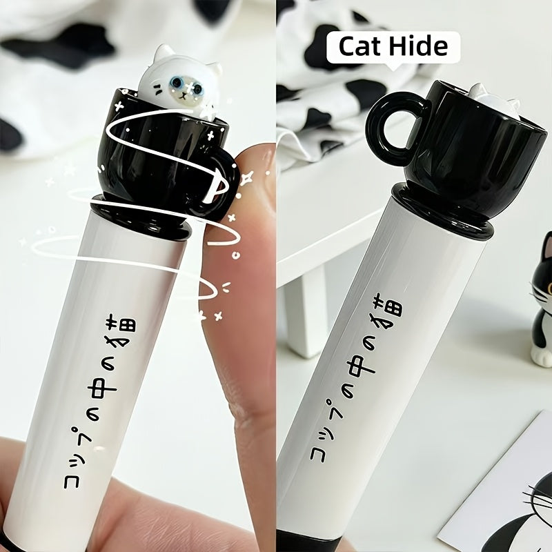 10 Cat-Shaped Twist Pens, Creatively Designed Pocket Pens with a Rotating Core, 0.5Mm Fun Animal Quick-Drying Black Pens, Perfect for Study And Office Use