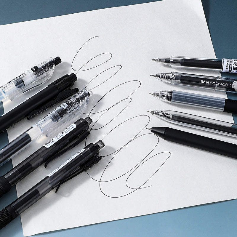 Porous-Point Pens 10 Pack Retractable Gel Pens - Non-Slip Silicone Grip & 0.5mm Quick-Dry Ink, for High-Frequency Writing, Exams & Office Tasks, Practical & Long-Lasting Set