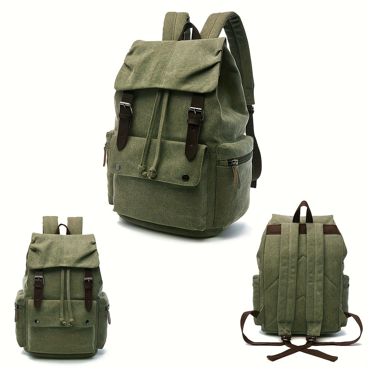 Large Capacity Vintage Canvas Backpack, a Classic Casual Bag with Multiple Functional Compartments, a Separate Section for Laptops And Tablets, Lined with Precision Wrinkle-Resistant Material, Versatile And Durable, Suitable for Both Men And Women