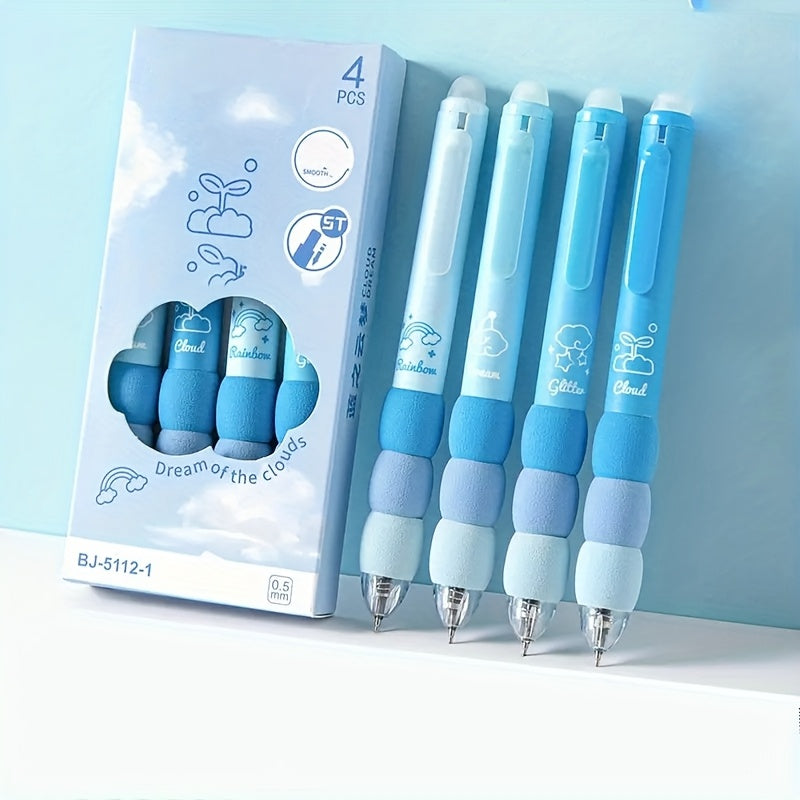 12 Cute Cartoon Erasable Gel Pens with Soft Grip, Expandable 0, 5mm Tip, Black Ink - Adorable Animal & Food Designs, Perfect for School Supplies, Gifts, and Writing Tools, Cute Pens, Diary Writing, Playful Design, Smooth Writing