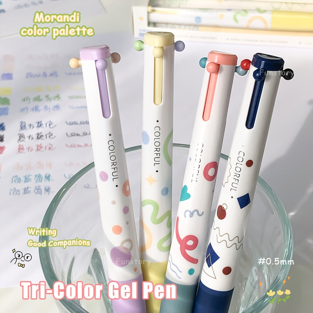 Multicolor Gel Pen 0.5Mm, Minimalist 3-Color Marker, Planner Pen, Triangular Drawing Pen, Study And Office Supplies