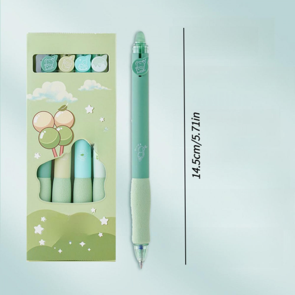 2 Styles, 8 Erasable Pens per Style | Cartoon Minimalist Pattern Theme, Erasable Black Crystal Blue, Smooth Non-Stop Ink, Quick Drying, High Capacity Gel Pen for Study and Office Writing