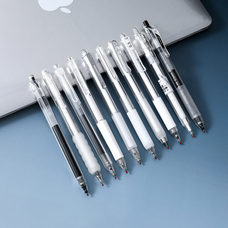 Porous-Point Pens 10 Pack Retractable Gel Pens - Non-Slip Silicone Grip & 0.5mm Quick-Dry Ink, for High-Frequency Writing, Exams & Office Tasks, Practical & Long-Lasting Set
